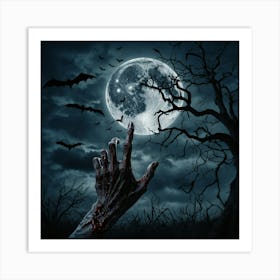 Halloween Wallpaper With Zombie Hand Art Print