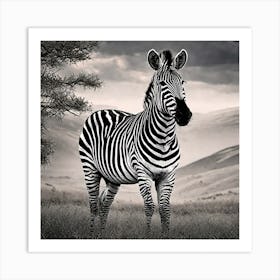 Zebra Lineart A 0 Art Print