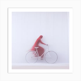 Woman Riding A Bicycle Art Print