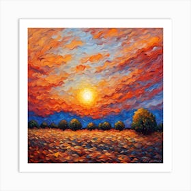 Sunset In The Field Art Print