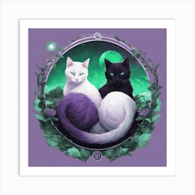 Two Cats In The Moonlight Art Print