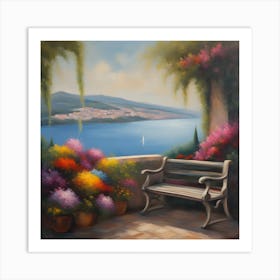 Bench By The Lake Art Print