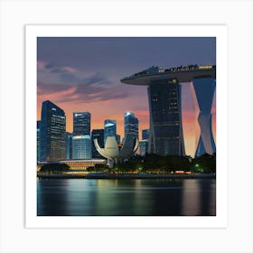 Singapore Skyline At Dusk Art Print