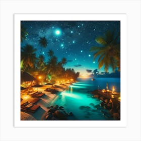 Tropical paradise night 3 Art Print