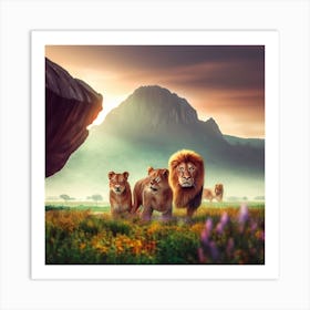 Lions In The Grass 1 Art Print