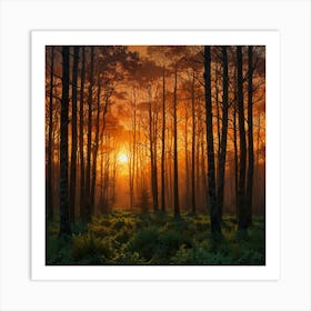 Abstract Depiction Of A Forest At Sunset 1 Art Print