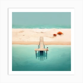 Beach Jetty Oil Painting Artwork Art Print