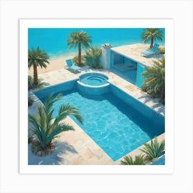 Cyan Oasis Bright Blue Swimming Pool Art Print Art Print 2 Art Print