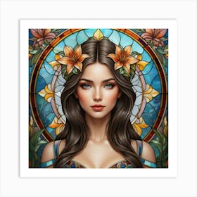 Stained Glass Girl Art Print