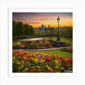 Sunset In London Art Print