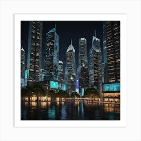 Cityscape At Night 14 Art Print