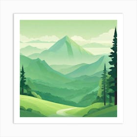 Misty mountains background in green tone 182 Art Print