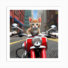 Cat On Motorcycle Art Print