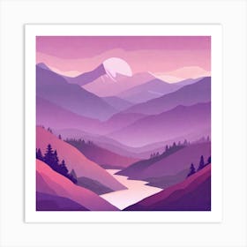 Misty mountains background in purple tone 34 Art Print