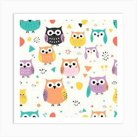 Colorful Owls Art Print