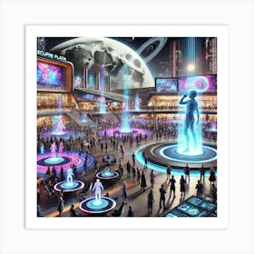 A Futuristic Science Fiction Depiction Of Holograp Art Print