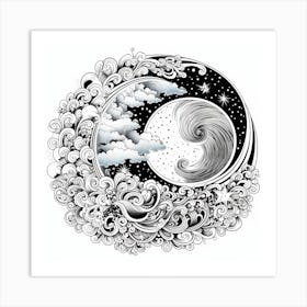 Moon And Clouds 2 Art Print