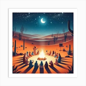 A group of people at desert Art Print