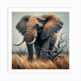 Elephant In The Grass Art Print