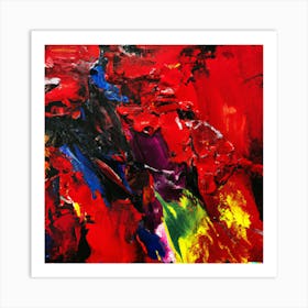 Abstract Painting, Oil On Canvas, Red Color Art Print