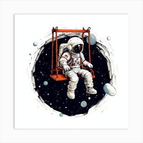 Astronaut On Swing 5 Art Print