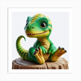 Yellow baby dinosaur Art Print