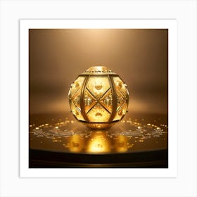 Golden Lantern On A Table Art Print