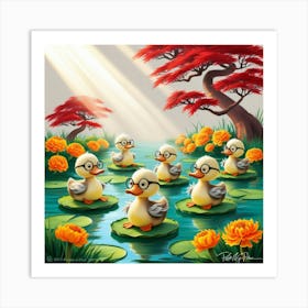 Ducks In The Pond 9 Art Print