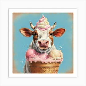 Ice Cream Cow Art Print