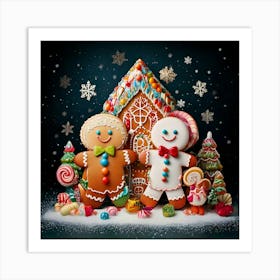 Firefly Gingerbread, Men, Friends, Gumdrops, Candy, Canes, Snowflake, Ornament, Christmas, Concept, (9) Art Print