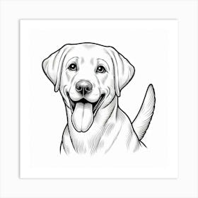 Line Art labrador dog Art Print