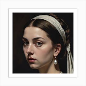 Portrait of a young woman with pearl earring Art Print