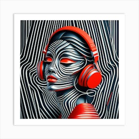 Woman With Headphones 64 Art Print