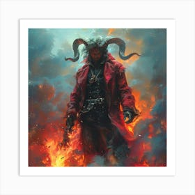 Devil In Flames Art Print