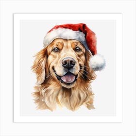 Golden Retriever Santa Hat 2 Art Print