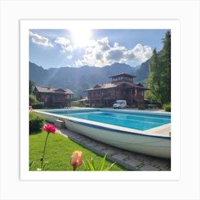 Swimming Pool In The Mountains Art Print