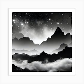 Mountains In The Night Sky 1 Art Print