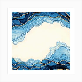 Abstract Blue Wave Background Art Print