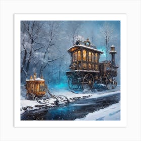 Steam Snow Train Art Print