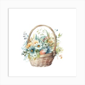 Watercolor Easter Basket Art Print