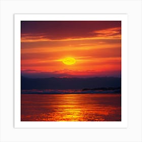 Sunset Over The Ocean 3 Art Print