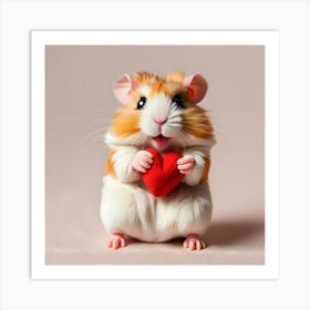 Hamster Holding A Heart 2 Art Print