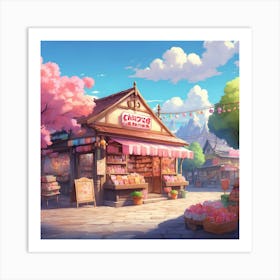 Cherry Blossom Shop Art Print