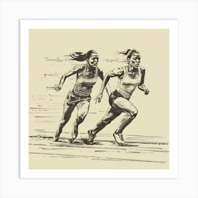 Two Women Running Art Print