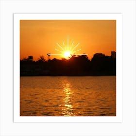 Sunset Over The River Art Print