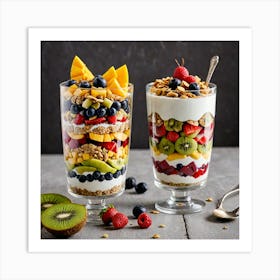 Fruit Parfait A Layered Fruit Parfait With Yogurt Granola And A Variety Of Fresh Fruits Such As Berr 2398251829 Art Print