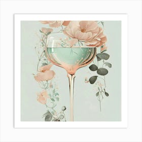 Pink Roses In A Glass Art Print