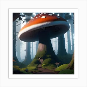Mushroom House In The Forest 1 Art Print