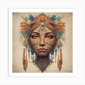 Folk Face Illustration Art Print Art Print