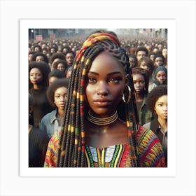 Woman In Front Of A Crowd Art Print